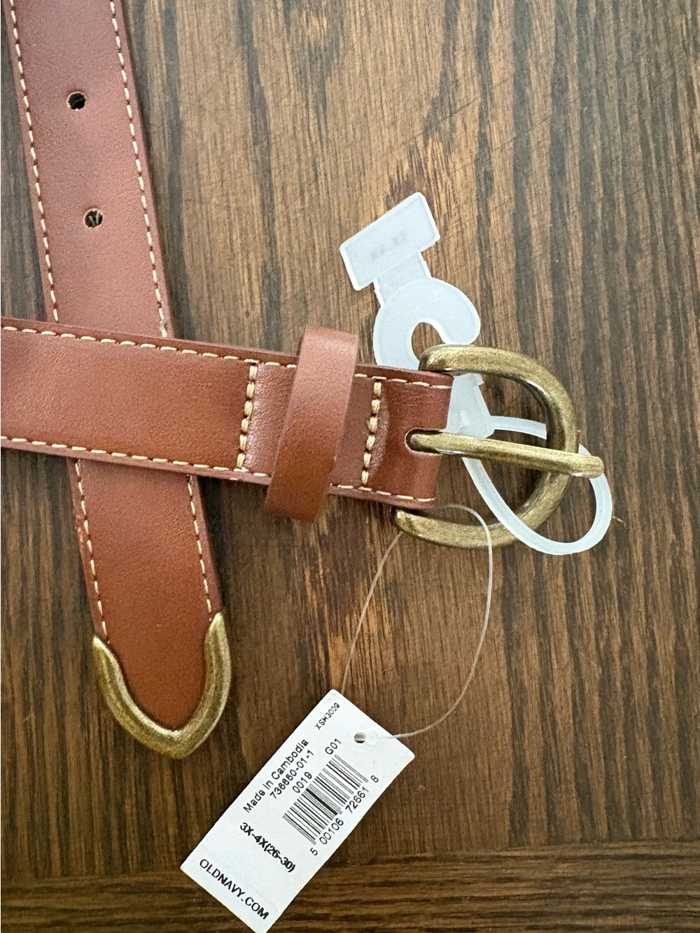 NWT Old Navy Brown Leather-Style Belt with Brass Buckle Sz. 3x/4x